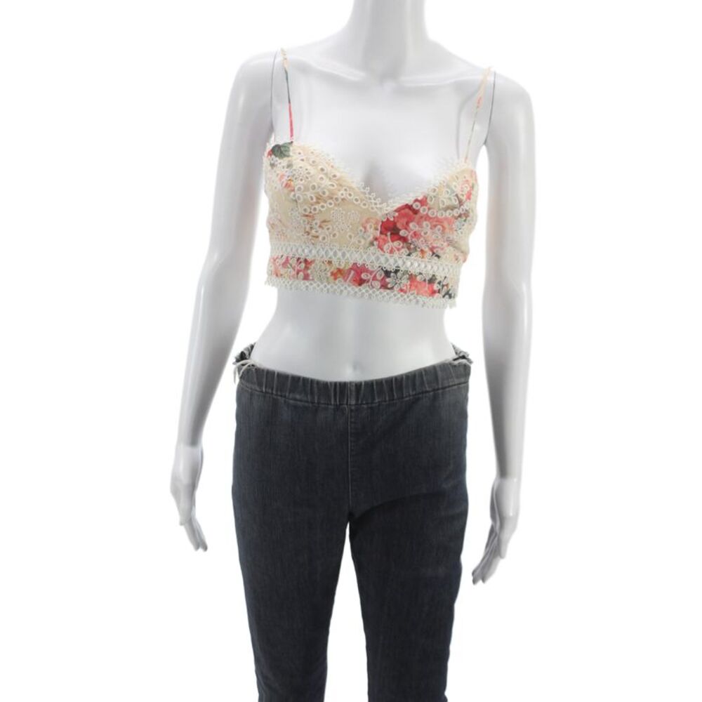 Zimmermann Women Corset Top Beige Floral Sleeveless Cotton Size 0